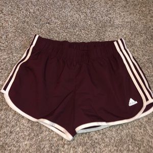 Large 4” Adidas maroon track shorts